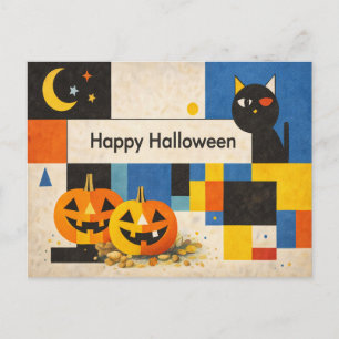 Modern Colorful Abstract Halloween Holiday Postcard