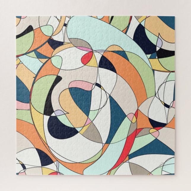 Modern Colorful Abstract Line Art Design Jigsaw Puzzle (Vertical)