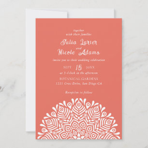 Modern Colorful Boho Ethnic Floral Mandala Wedding Invitation