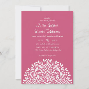 Modern Colorful Boho Ethnic Floral Mandala Wedding Invitation