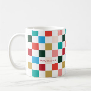 Modern Colorful Checkerboard Christmas Mug