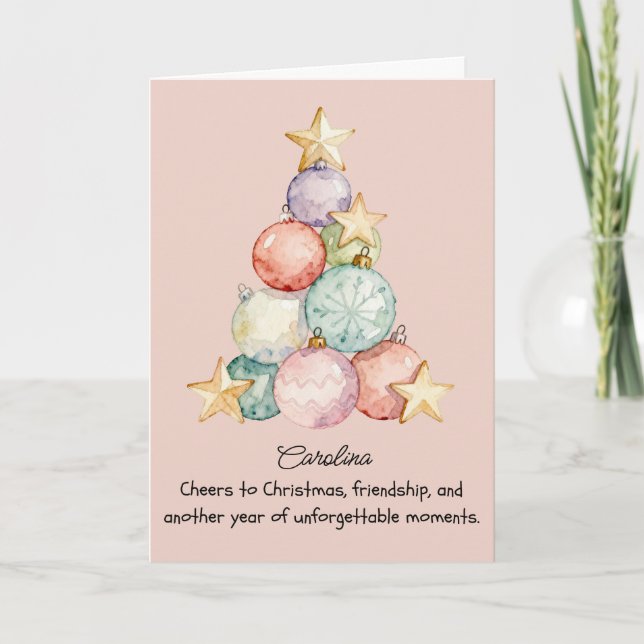 Modern Colorful Christmas Tree Folded Holiday Card (Front)