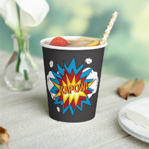 Modern Colorful Comic Book KAPOW Pop Art Paper Cups