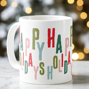 Modern Colorful Festive Happy Holidays Christmas Coffee Mug