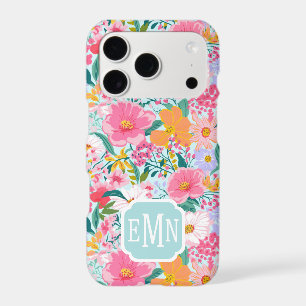 Modern Colorful Floral Garden Monogrammed