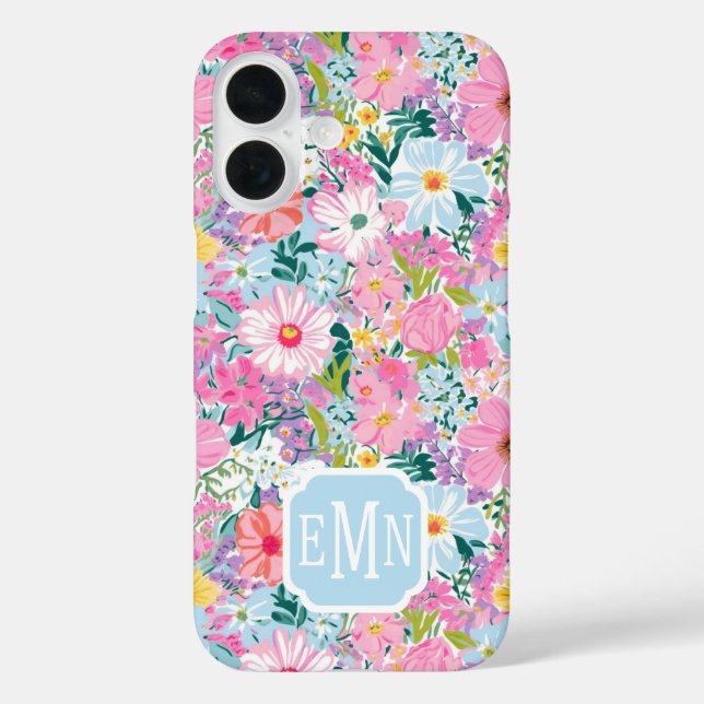Modern Colorful Garden Monogrammed Case-Mate iPhone Case (Back)