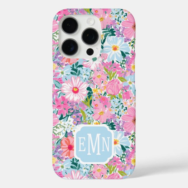 Modern Colorful Garden Monogrammed Case-Mate iPhone Case (Back)