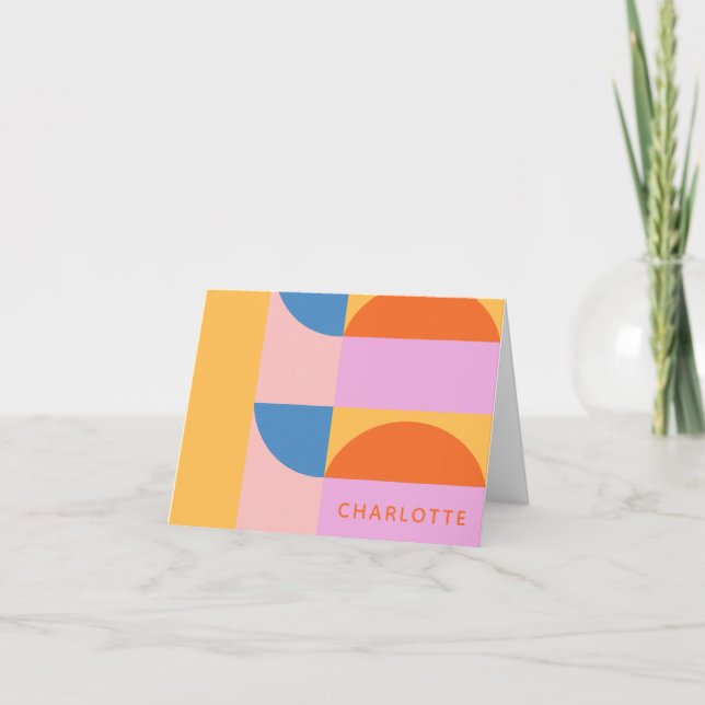 Modern Colorful Geometric Shapes Personalized Note Card (Front)