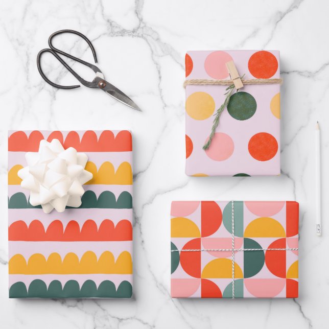 Modern Colorful Geometric Wrapping Paper Sheet (Front)