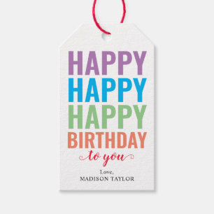 Modern Colorful HAPPY BIRTHDAY to You Gift Tags