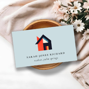 Modern Colorful House Logo Realtor Blue Red Orange Business Card