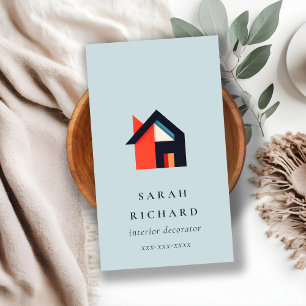 Modern Colorful House Logo Realtor Blue Red Orange Business Card