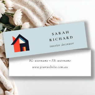 Modern Colorful House Logo Realtor Blue Red Orange Mini Business Card