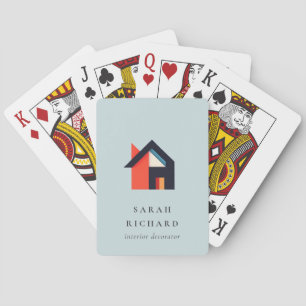 Modern Colorful House Logo Realtor Blue Red Orange Playing Cards