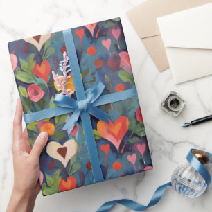 Modern Colorful I Love You Hearts Pattern Wrapping Paper