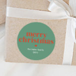 Modern Colorful Merry Christmas Classic Round Sticker<br><div class="desc">Modern Colorful Merry Christmas Stickers Gift Tags. Click the edit/personalize button to customize this design with your text.</div>