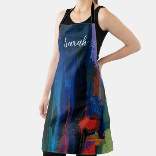 Modern Colorful Paint Brush Abstract Custom Gifts Apron