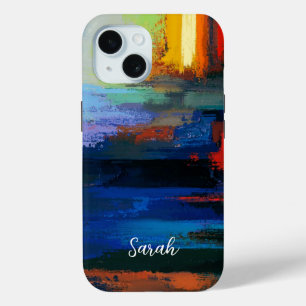 Modern Colorful Paint Brush Abstract Personalised iPhone 15 Case
