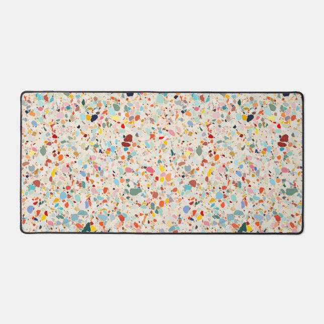 Modern Colorful Pastel Terrazzo Pattern Desk Mat (Front)