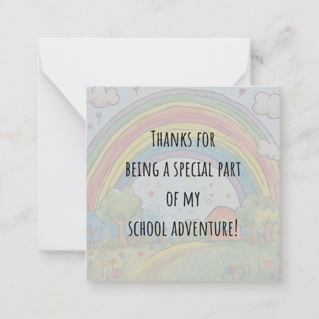Modern Colorful Rainbow Thank You Teacher Card (Front)