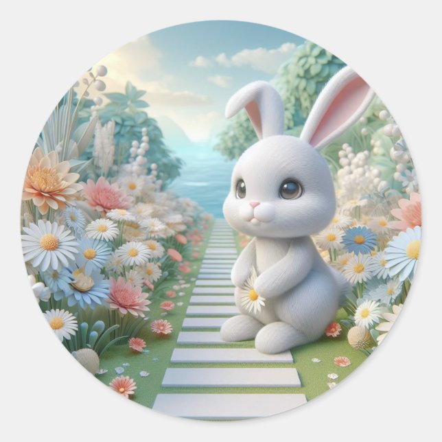 Modern Colorful Spring Classic Round Sticker (Front)