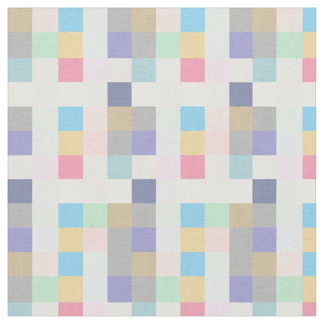 Modern Colorful Squares Checkered Pattern Fabric (Close Up)