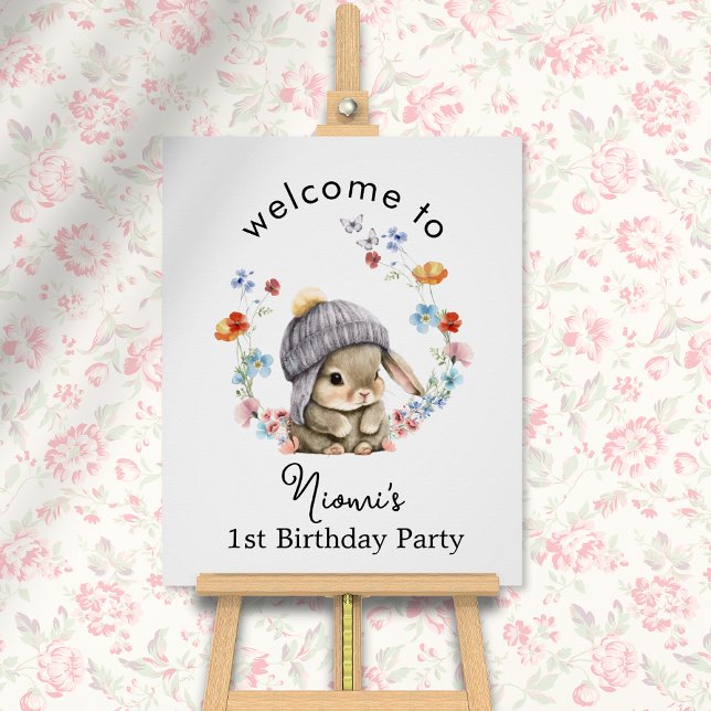 Modern Colorful Sweet Bunny Birthday Welcome Poste Poster (Modern Colorful Sweet Bunny Birthday Welcome Poster 2)