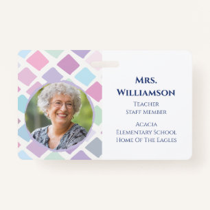 Modern Colorful Teacher Educator Staff Photo ID ID Badge
