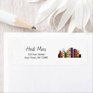 Modern Colorful Urban City Skyline Return Address Label
