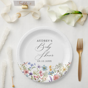 Modern Colorful Wildflowers Floral Books For Baby Paper Plate