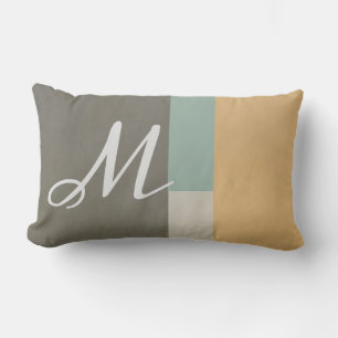 modern colour block abstract monogram lumbar cushion