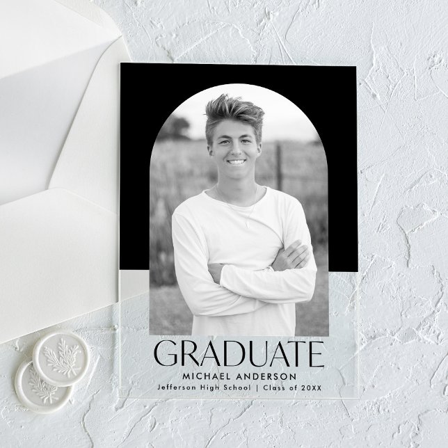 Modern Colour Block Acrylic Graduation Announcemen Invitations (Creator Uploaded)