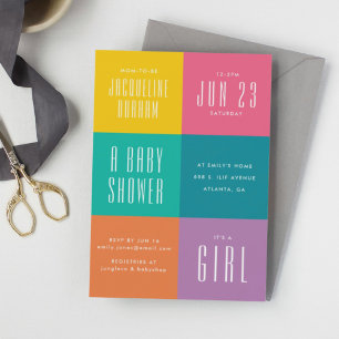 Modern Colour Block Baby Shower Invitation