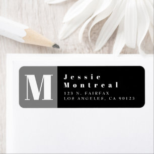 Modern Colour Block Black & Grey Return Address Label