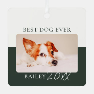 Modern Colour Block Custom Best Dog Ever Photo Metal Tree Decoration