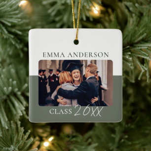 Modern Colour Block Custom Graduate Year Photo Ceramic Ornament