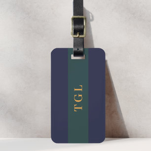 Modern Colour Block Custom Monogram Luggage Tag