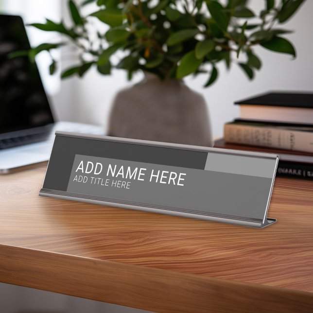 Modern Colour Block Executive Border Name Title Desk Name Plate (Custom Name Plate for Desk or Office)