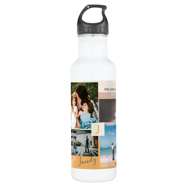 Modern Colour block Family Photo Collage 710 Ml Water Bottle (Front)