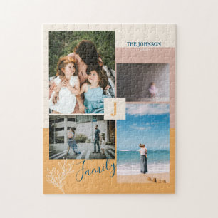 Modern Colour block Family Photo Collage Puzzles