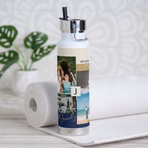 Modern Colour block Family Photo Collage Water Bot Bottle