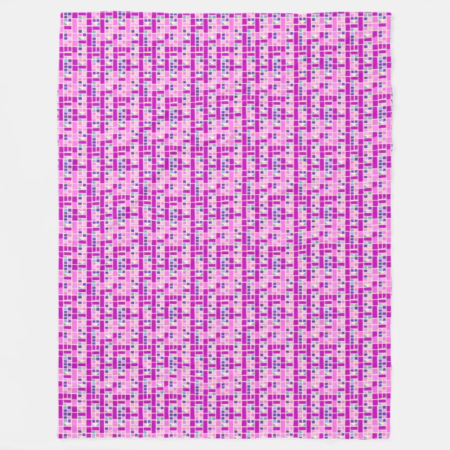 Modern Colour Block Fleece Blanket – Mosaic Grid (Front)