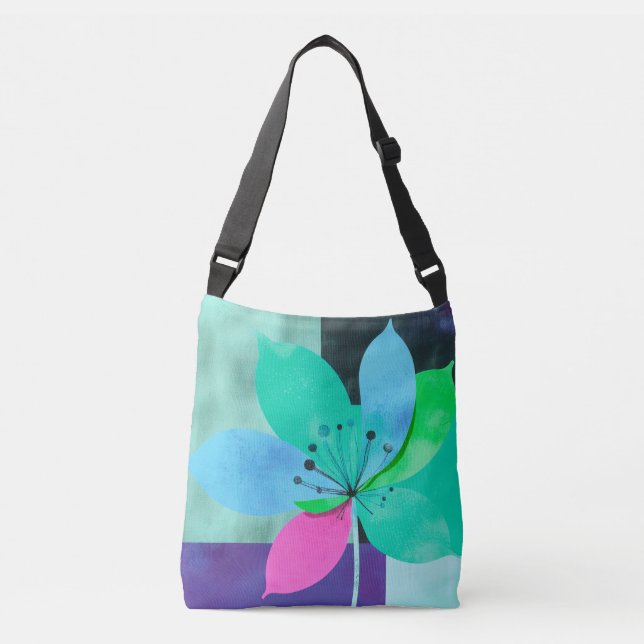 Modern Colour Block Floral Tote (Front)