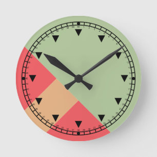 Modern Colour Block Geo 1 Round Clock