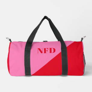 Modern Colour Block - Hot Pink & Bold Red Monogram Duffle Bag