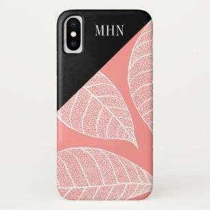 Modern Colour Block & Leaf Skeletons Monogram iPhone X Case