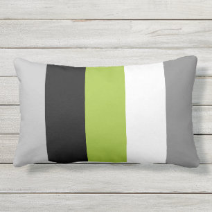 Modern Colour Block Lime Green Grey Black Outdoor Lumbar Cushion