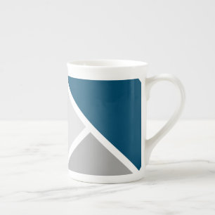 Modern Colour Block Mosaic Ocean Blue Grey White Bone China Mug