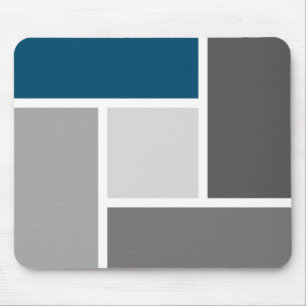 Modern Colour Block Mosaic Ocean Blue Grey White Mouse Pad
