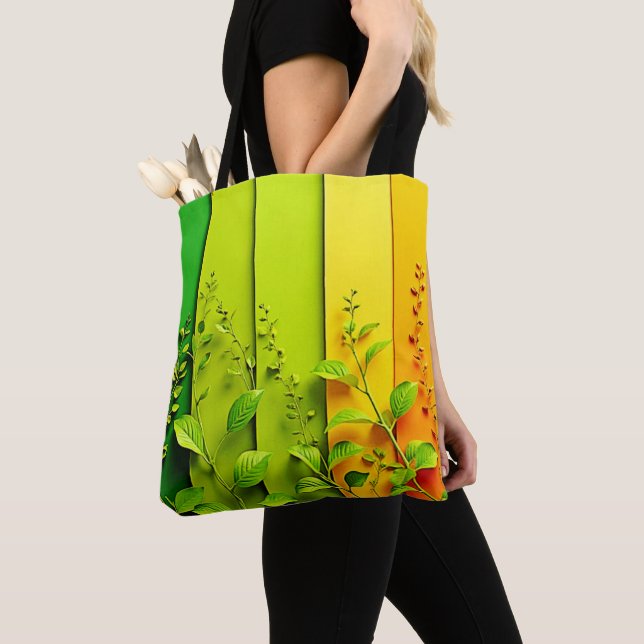 Modern Colour Block Nature Tote Bag (Close Up)